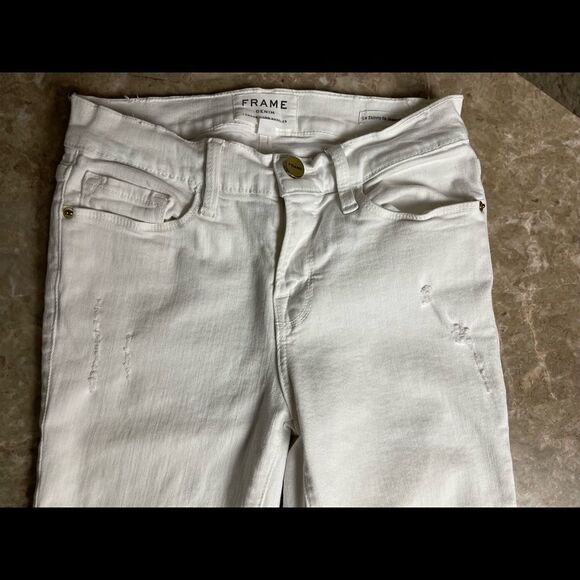 𝅺frame Le Skinny de Jeanne white distressed Crop size 26 - Picture 4 of 16